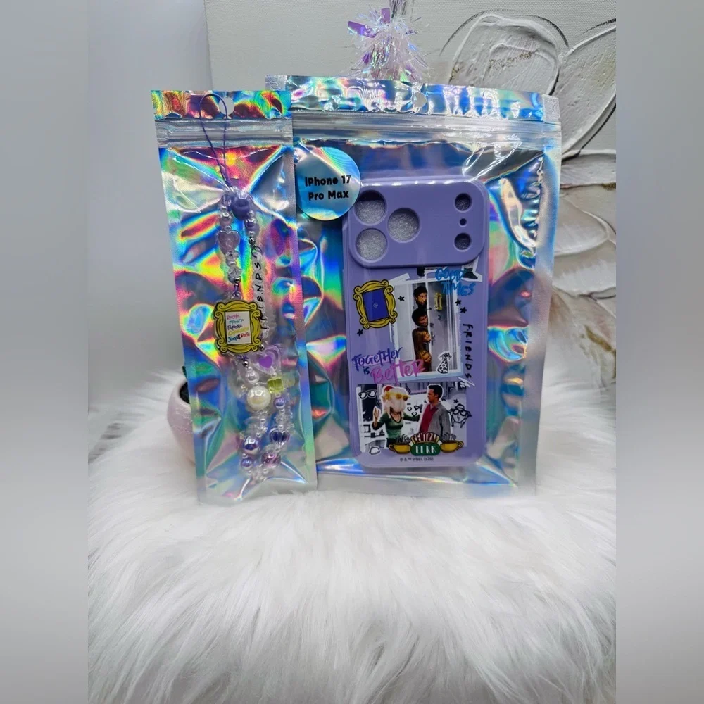 Friends Themed iPhone 17 Pro Max Case with Matching Beaded Strap style 2
